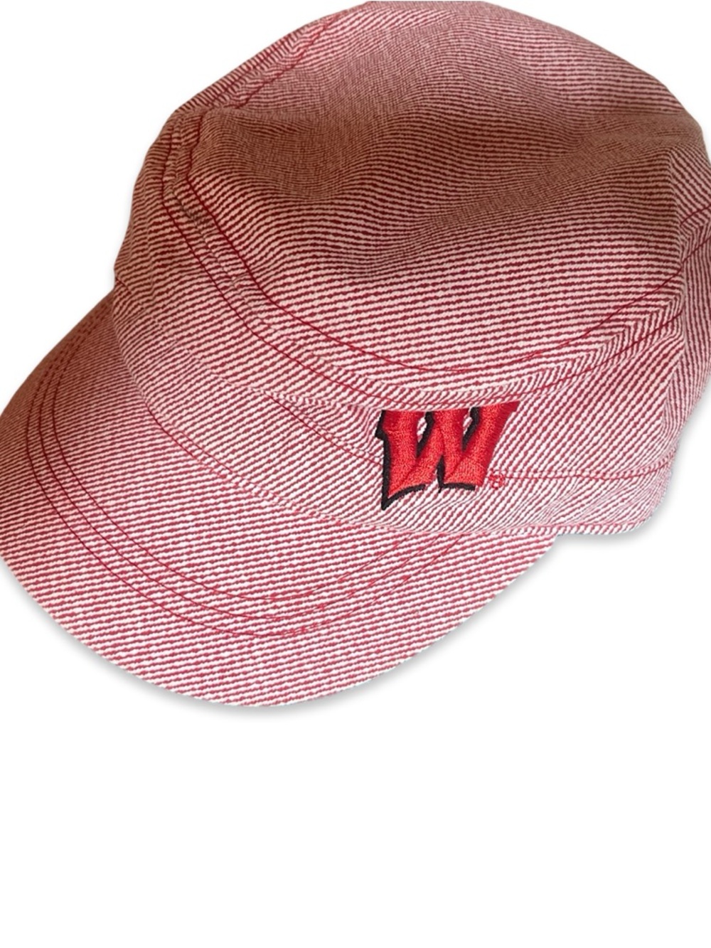 On, Wisconsin! Red Cotton Military style Cap with 'W' Embroidery- Adidas